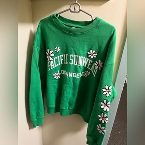 PACSUN Green Floral Crewneck